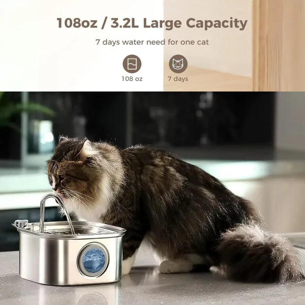 Purrify™ Advanced Automatic Stainless Steel Cat Water Fountain, 108 oz (3.2 L)